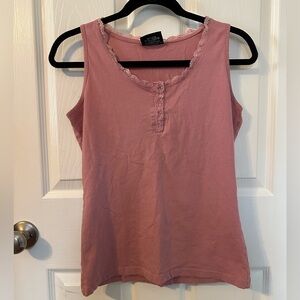 Women's Pink Lace Trim Cami Tank Top Size Small